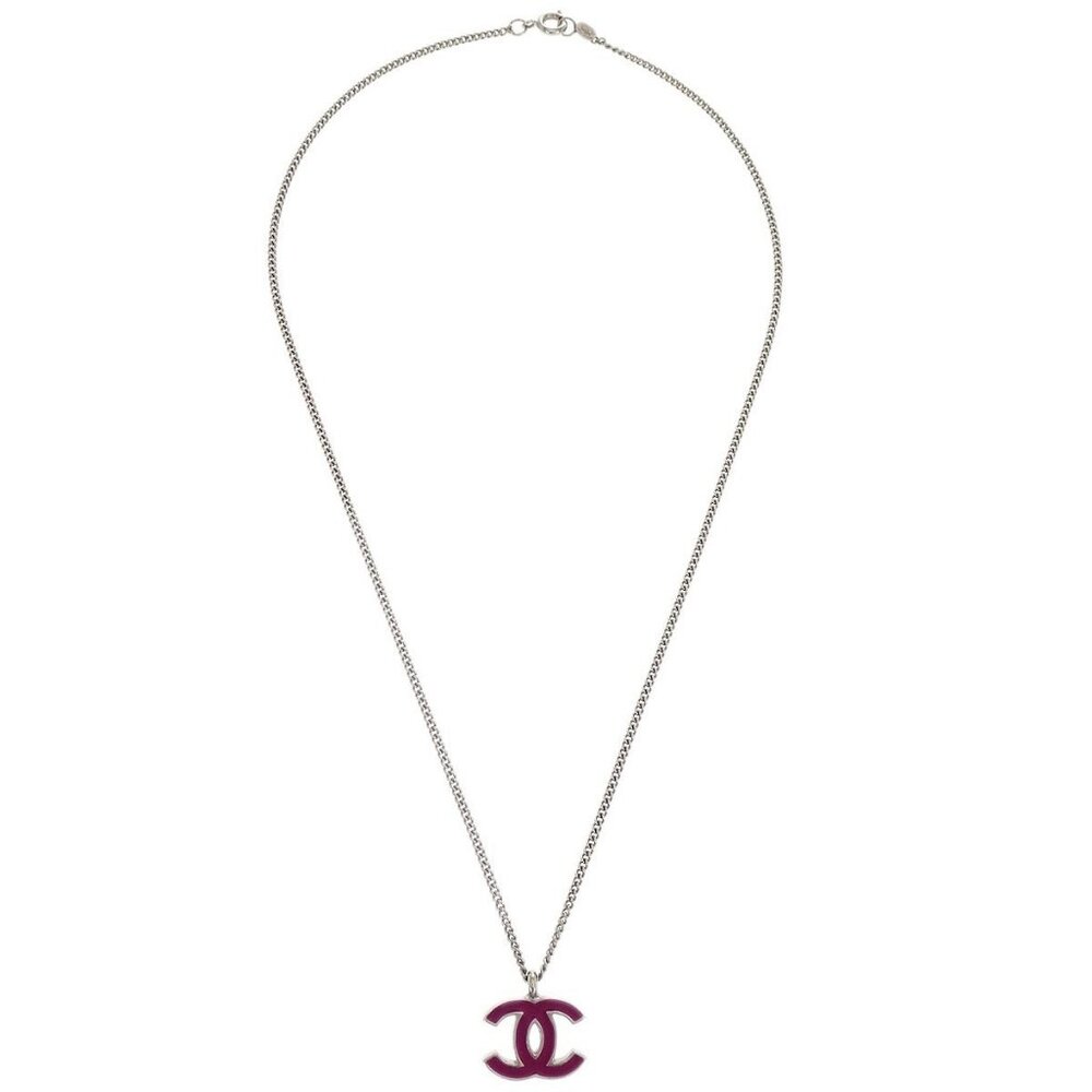 Chanel CC Chain Necklace Silver Pink 02C 154382 - Picture 5 of 8